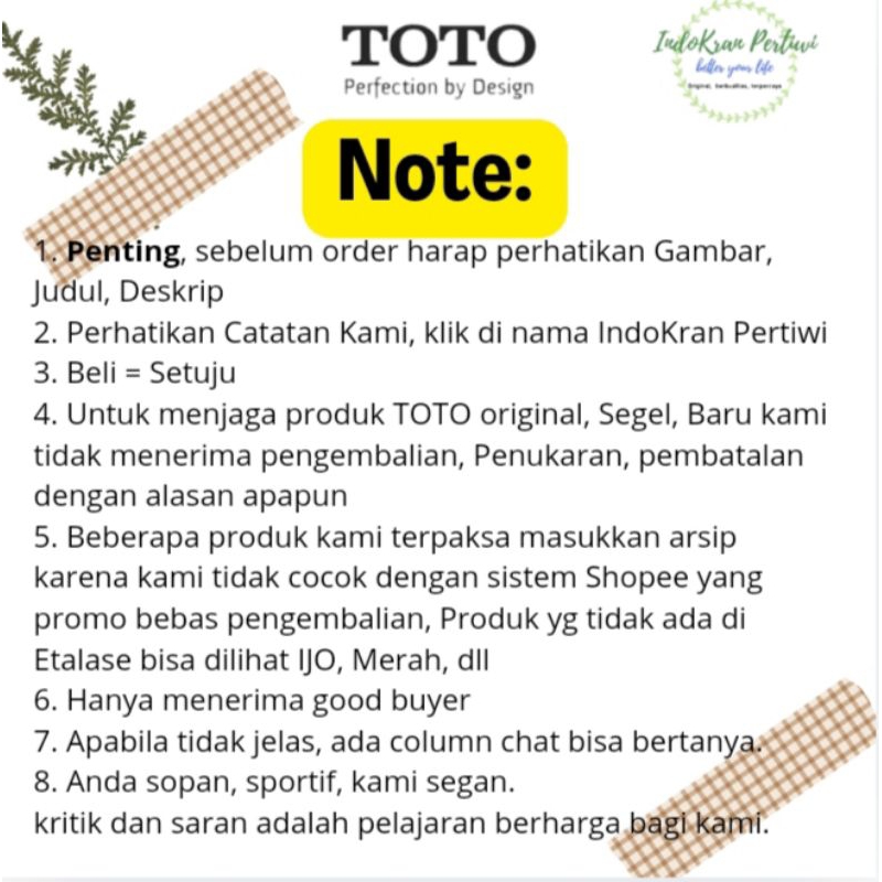 Closet Jongkok Toto Ce7 Putih / Kloset Jongkok Toto Ce7