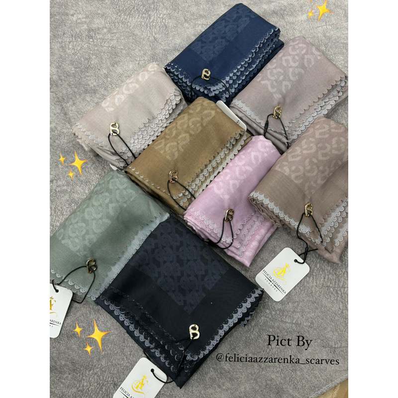 Jilbab SegiEmpat ButtonScarves Printing Monogram // Terbaru // Logo Button // Terlaris