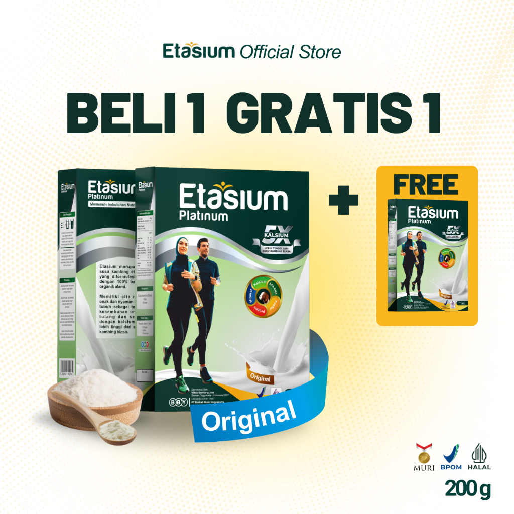 

Etasium Platinum - RASA ORIGINAL - Susu Kambing Etawa Bubuk 200g