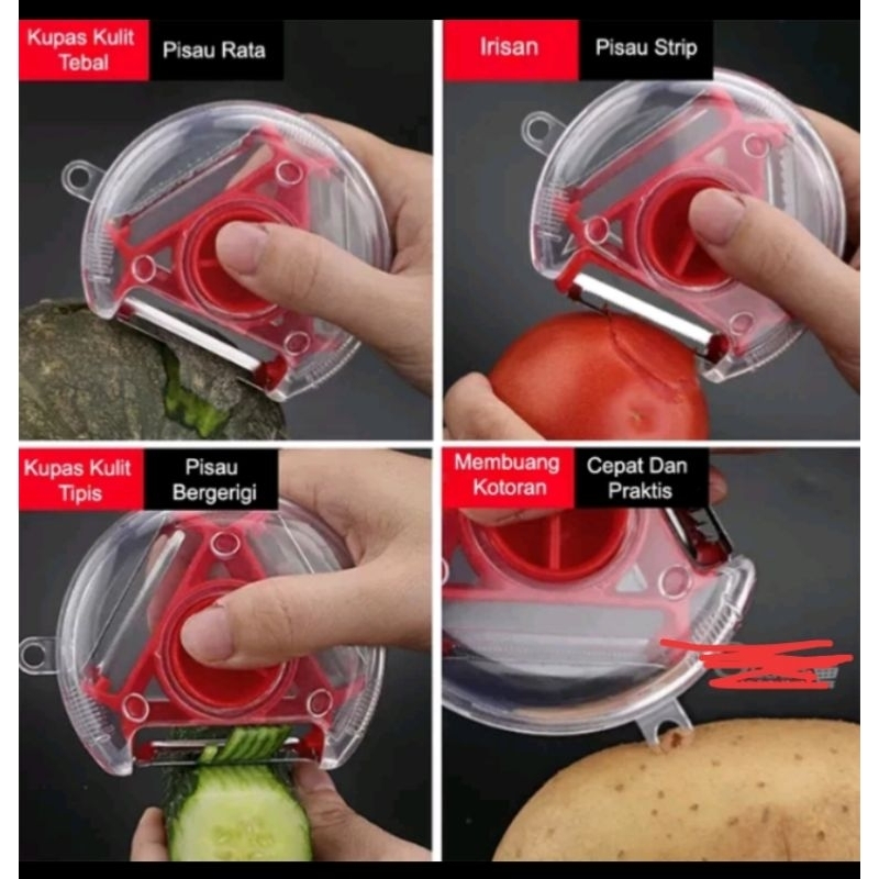 Peeler 4in1 parutan sayur/kupas kulit buah sayuran multifungsi