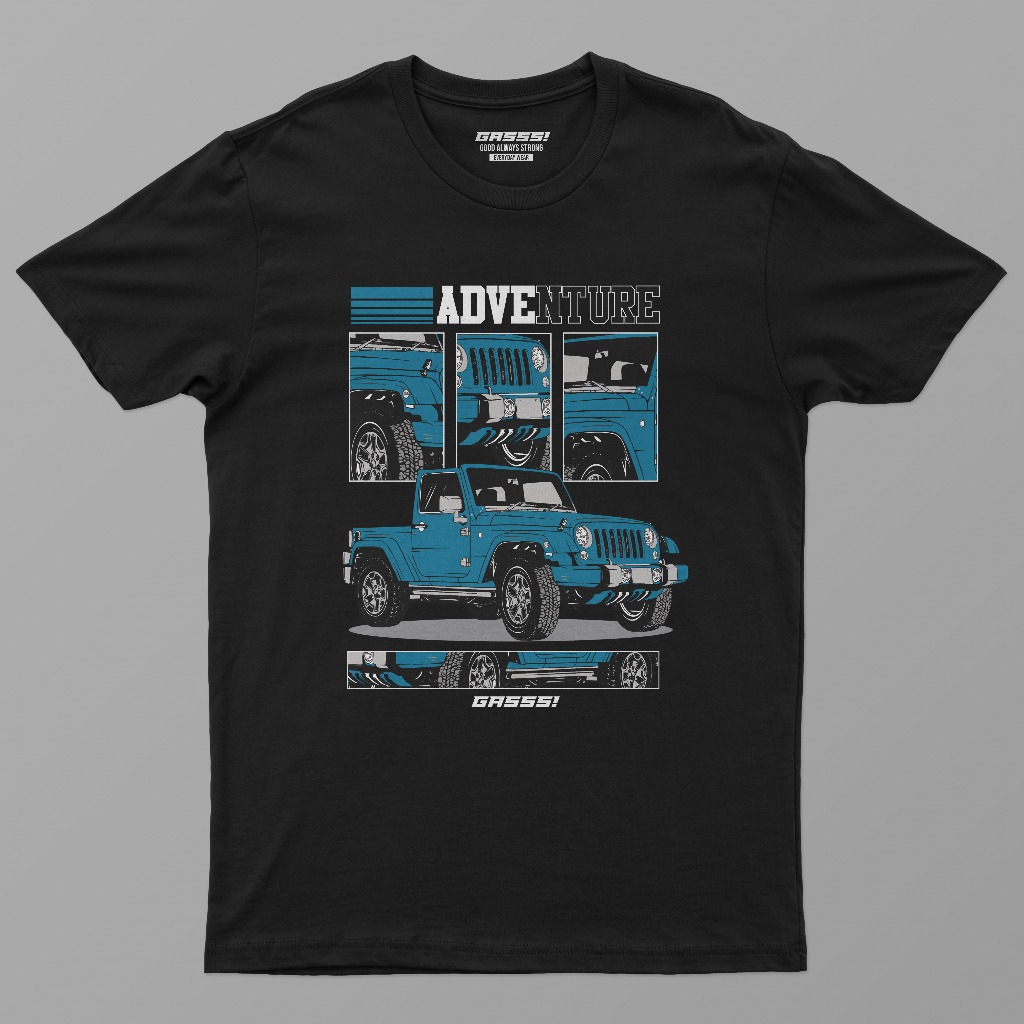 Kaos T Shirt Baju Pria Wanita Casual JEEP X Streetwear Hitam Murah Original