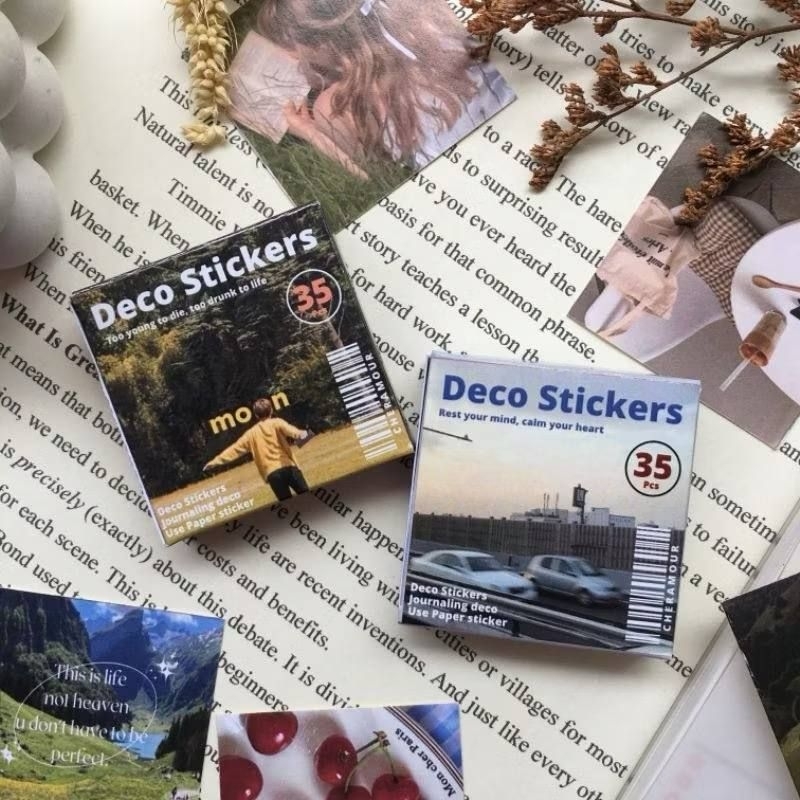 

35pcs Aesthetic Sticker Life In BOX / Deco Stickers Aesthetic / Life Sticker Aesthetic / Panorama sticker / Quote Sticker / Journaling sticker aesthetic in BOX / Sticker jurnaling / Sticker journaling Quote