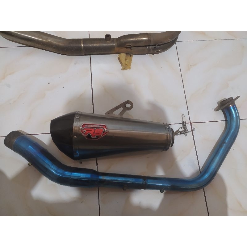 Knalpot r9 zeta r15 v3 / xabre / vixion new header bluemoon