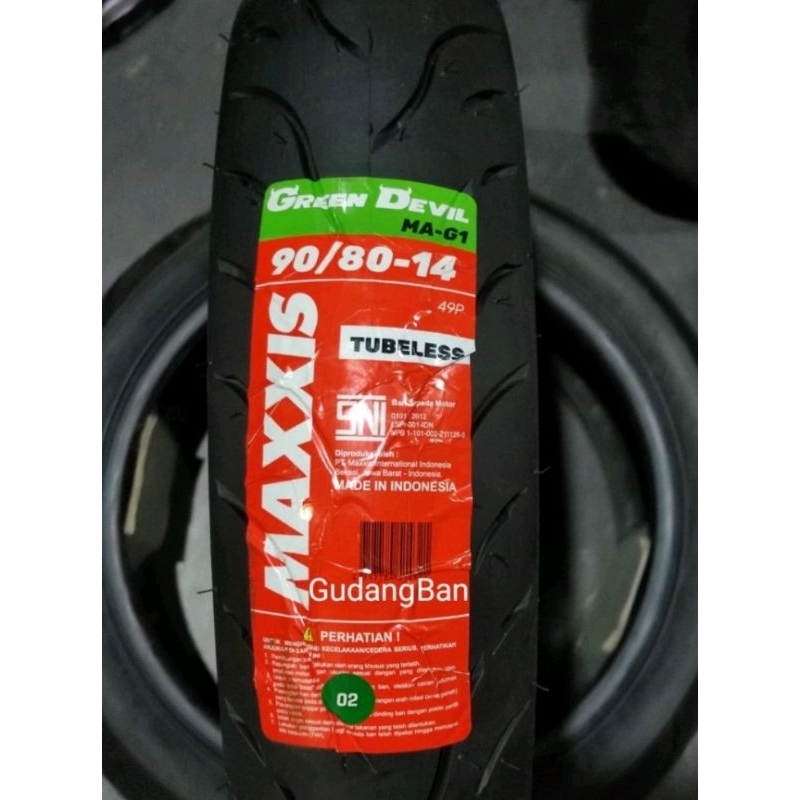 Green Devil 90/80-14 Tubles/Maxxis Green Devil 90/80-14/Ban Depan Maxxis Vario 150/Ban Luar Maxxis G