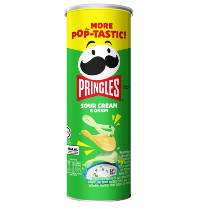 

Pringles Potato Crisps Sour Cream & Onion keripik kentang kaleng 102 gram