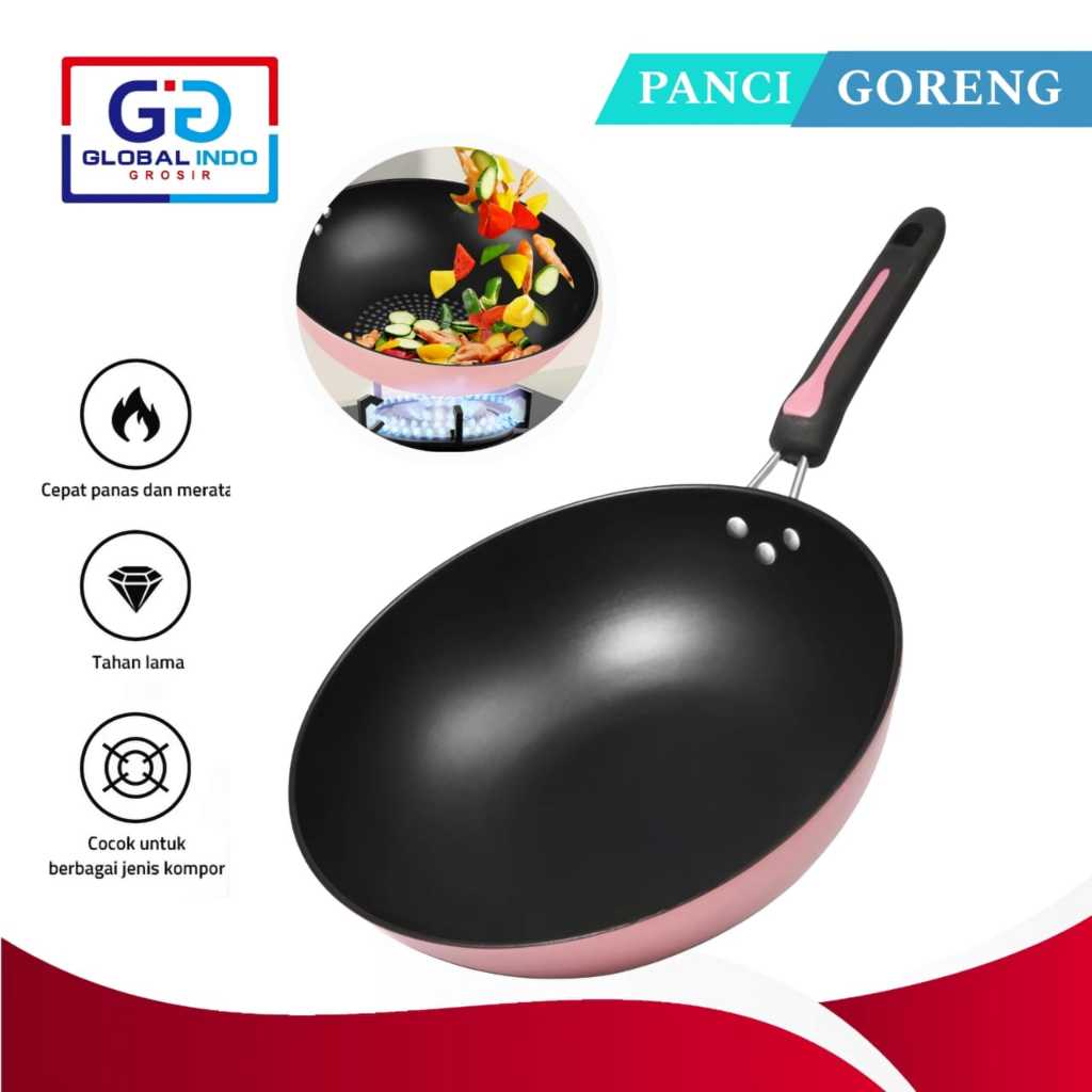 Panci Teflon 30cm Wajan Penggorengan Anti lengket Wok Pan / Teflon Jumbo Praktis