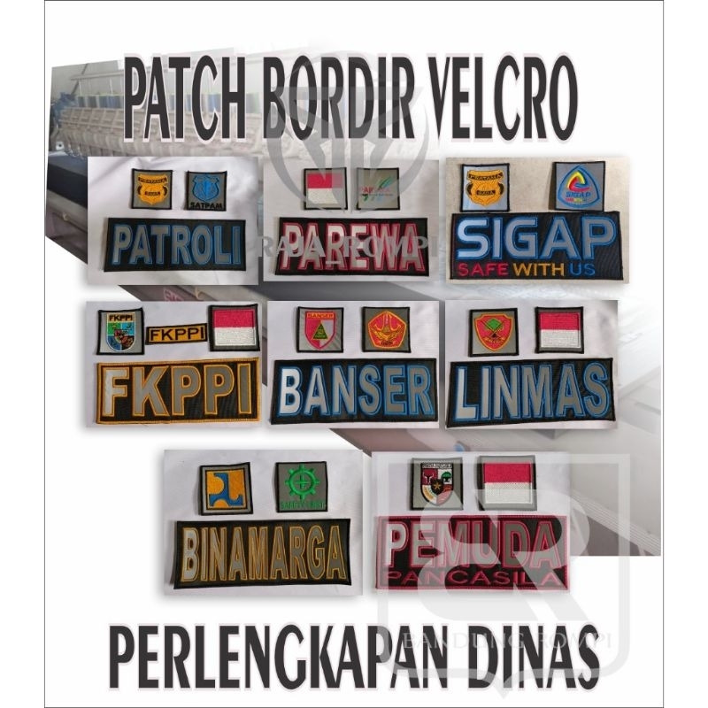 logo bordir satu set untuk di rompi dan jaket | PATROLI | FKPPI | SIGAP | BINAMARGA | PEMUDA PANCASI
