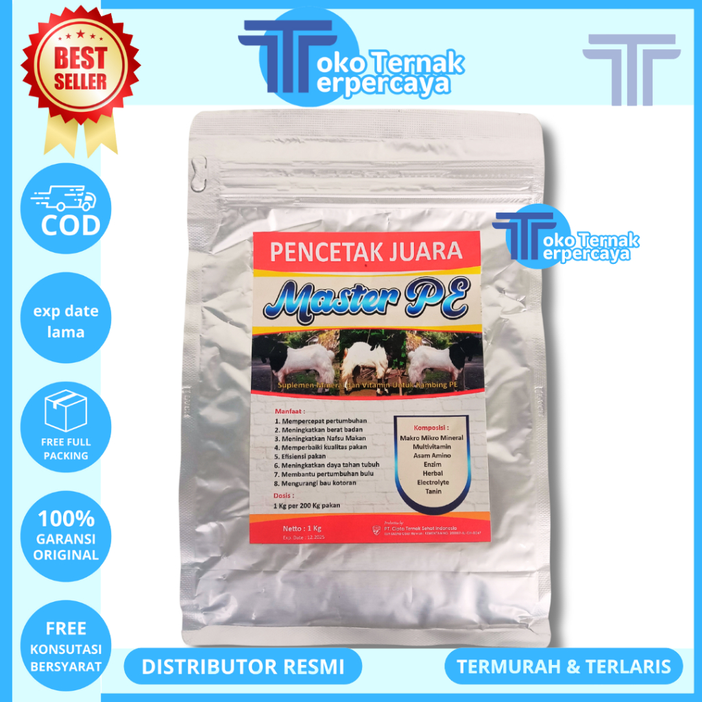 PREMIX KAMBING MASTER PE 1KG - Premix Kambing Pemacu Pertumbuhan Penggemukan & Pelebat Bulu Kambing