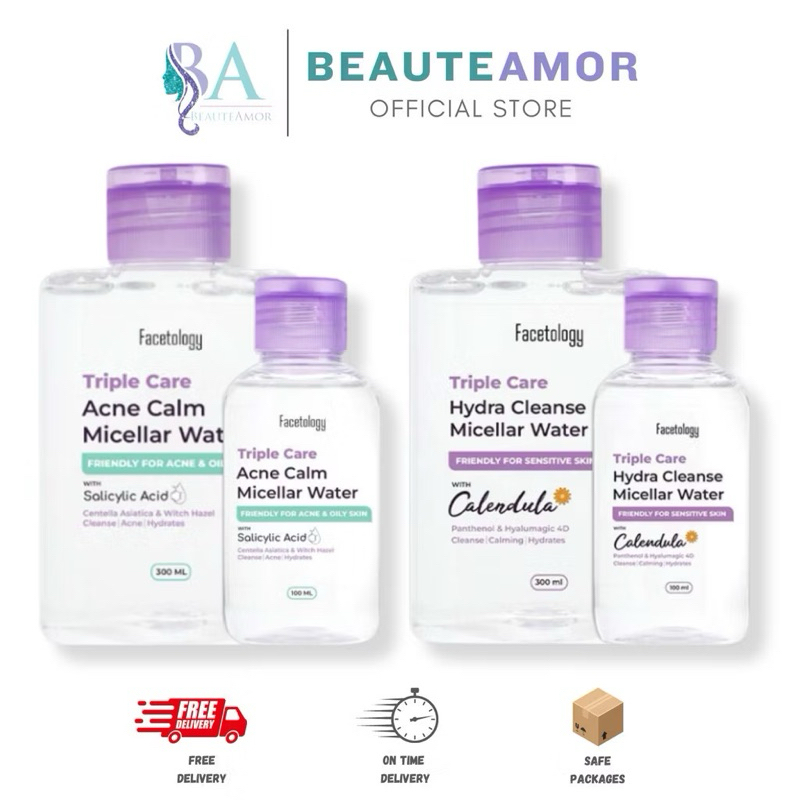 cosme‼️SIAP KIRIM‼️Facetology Micellar water Sunscreen SPF 40+ PA+++ facetologi facial gel cleanser 