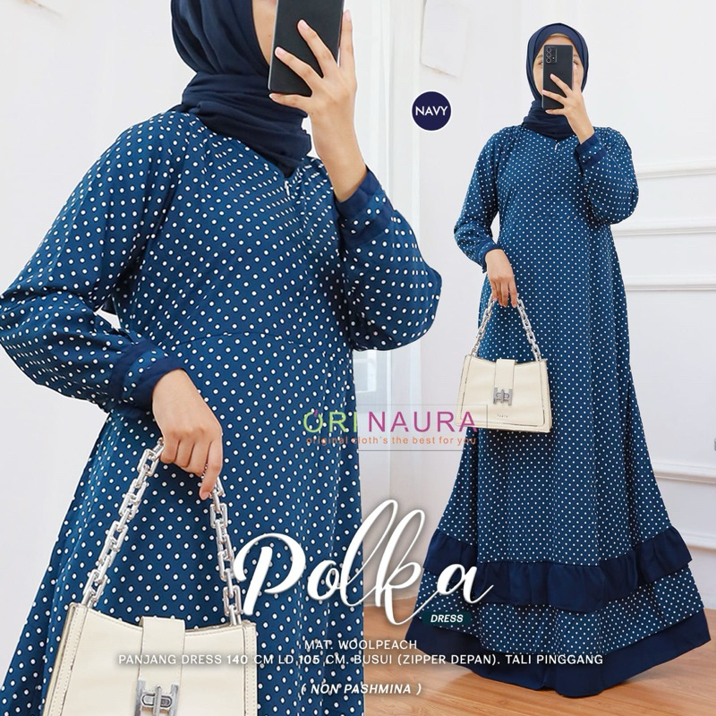 gamis polka naura / gamis katun jepang naura
