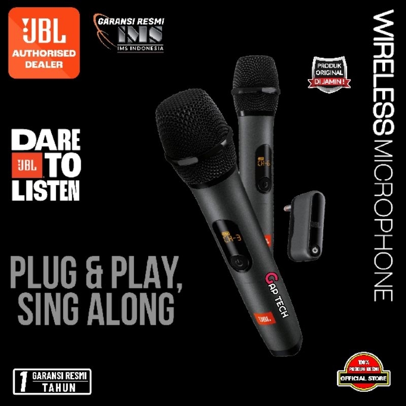 JBL AS2 Wireless Microphone / Wireless  Mic / Wireless Two Microphone System for Partybox Speaker Or
