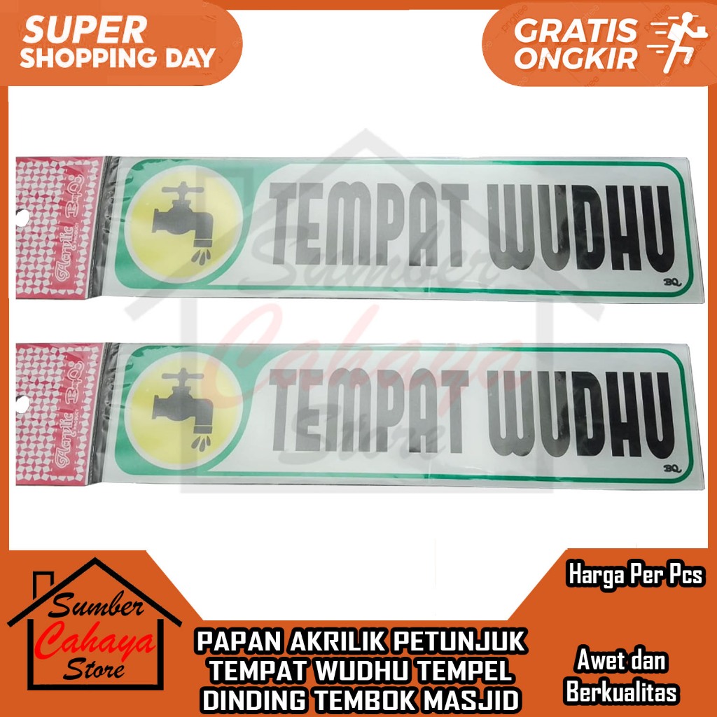 

Sign Board Tempat Wudhu Papan Akrilik Stiker Petunjuk Tulisan Ruangan Akerilik Label Lebel Lable Acrilyc Kuat Tempel Kaca Label Lengket Double Tape Gantung Rumah Kantor Masjid Musholla Boyko BQ