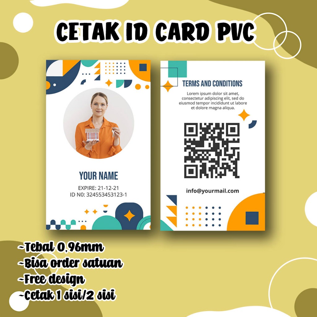 

Cetak ID CARD PVC 1 hari jadi, Cetak Kartu Anggota Pelajar, Member Card. Desain Custom. Bisa Satuan langsung jadi