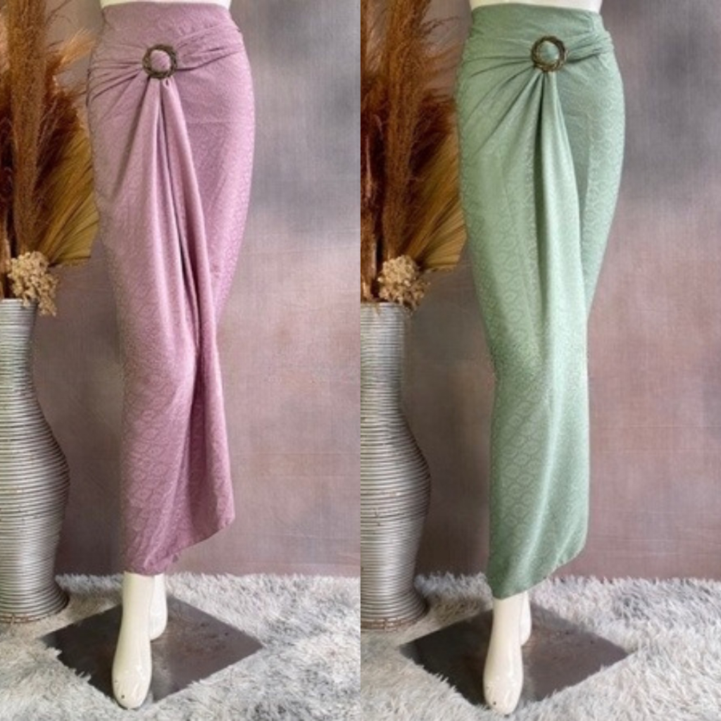 Rok Lilit Kain Serut Samping Polos Dobby Bawahan Kebaya Modern Sage Green & Warna Lain