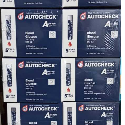 Strip Autocheck Glucose Isi 50pcs/Strip Autocheck Gula Darah isi 50 pcs  isi kemasan 1 box isi 50pcs