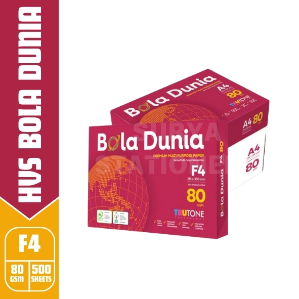 

(RIM) KERTAS HVS BOLA DUNIA F4 / KERTAS HVS BOLA DUNIA 80gsm / KERTAS HVS