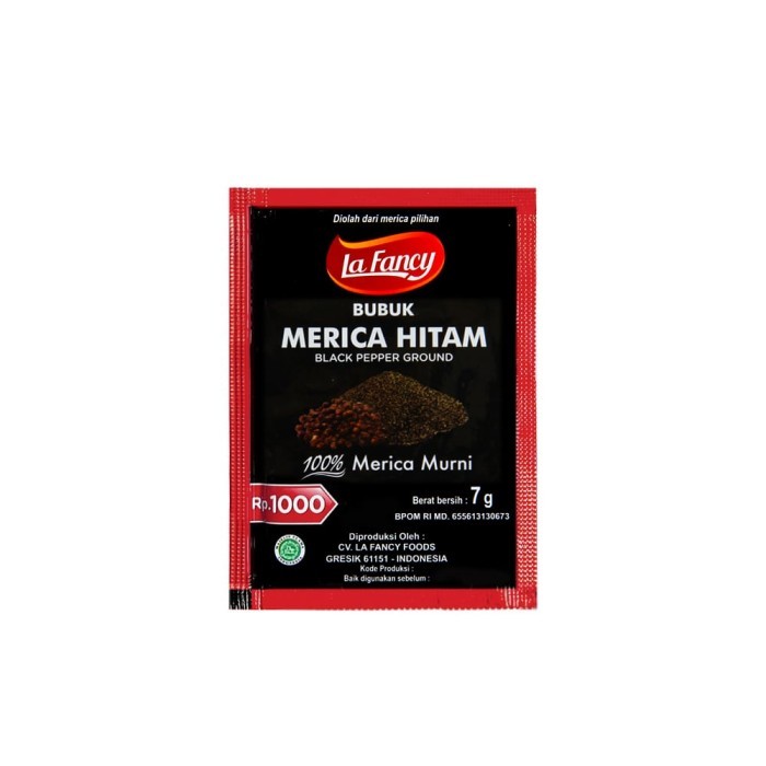 

Merica Hitam Bubuk | Blackpapper Ground La Fancy 7gr 1 renceng isi 12 pcs