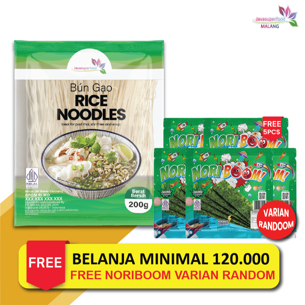 

Rice Noodle / Kwetiaw Mie Beras Vietnam / Pho Soup BUN GAO [HALAL] - 200 Gram