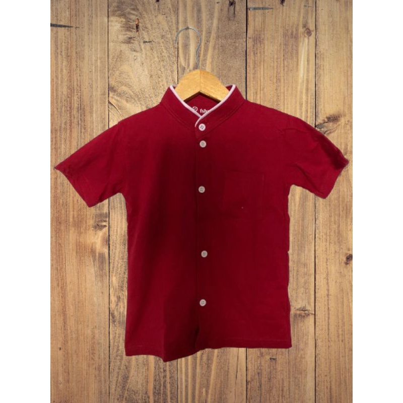 kaos kemeja anak kerah shanghai saku pendek