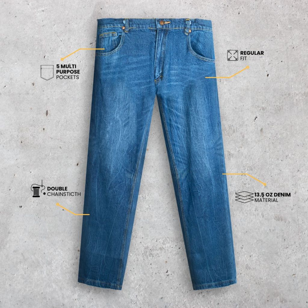 RB Guten Inc - Celana Jeans Pria Rambler Light Blue Washed Denim Pants