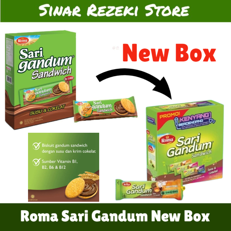 

Biscuit Roma Sari Gandum Coklat Box / sari gandum box / sari gandum coklat / roma sari gandum