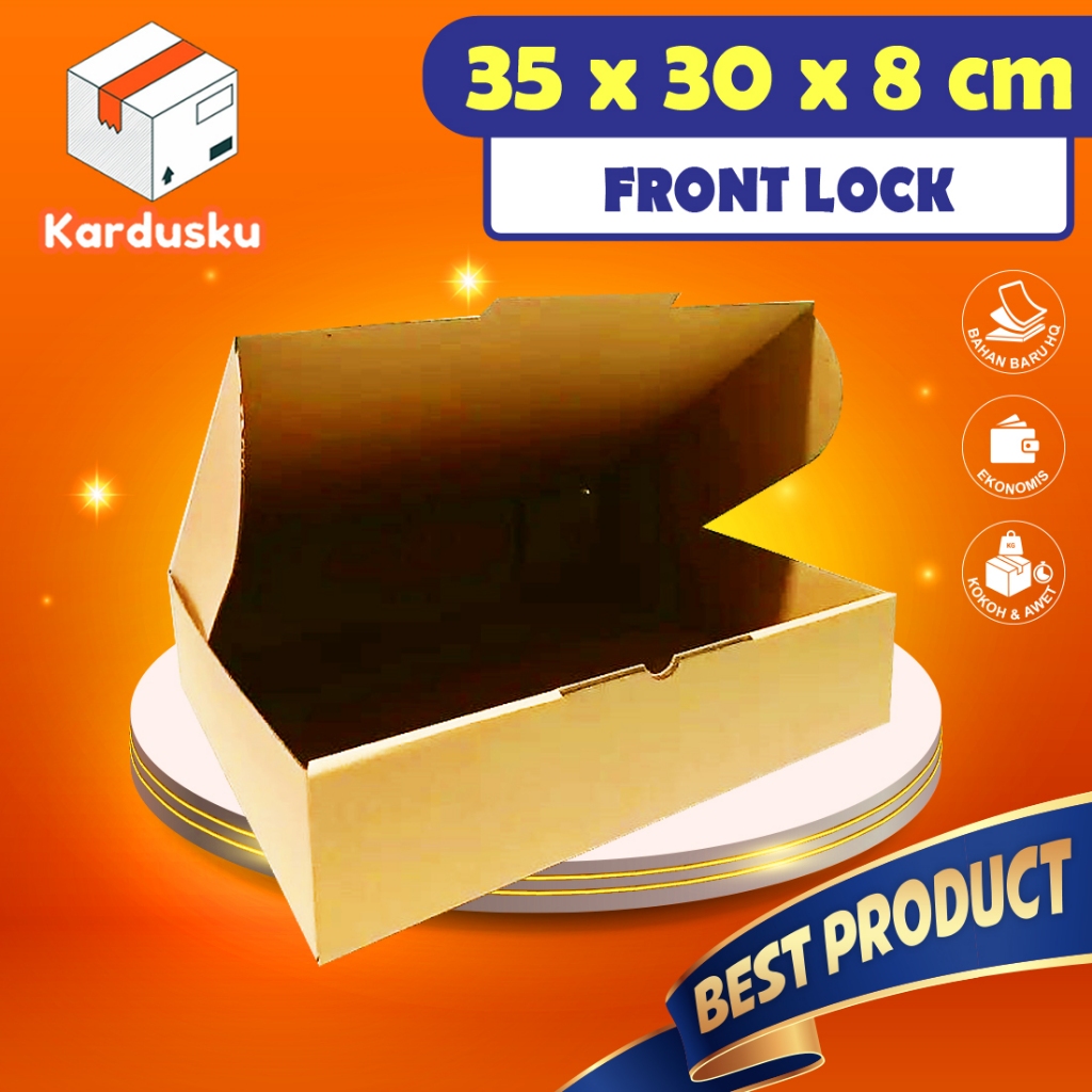 

Kardus Dus uk 35x30x8 cm (ECER) Die Cut Box Kotak Packing Aksesoris Baju Makanan Pizza Hijab Kue