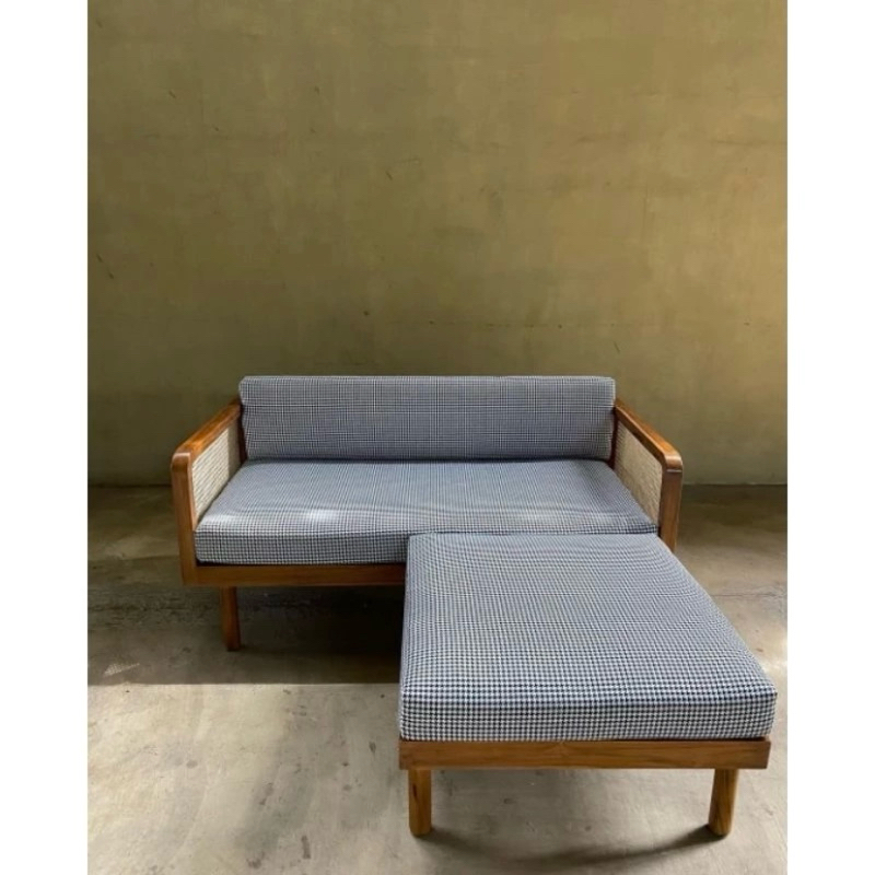 Sofa minimalis L kayu jati sofa L rotan kayu jati sofa scandinavian japandi