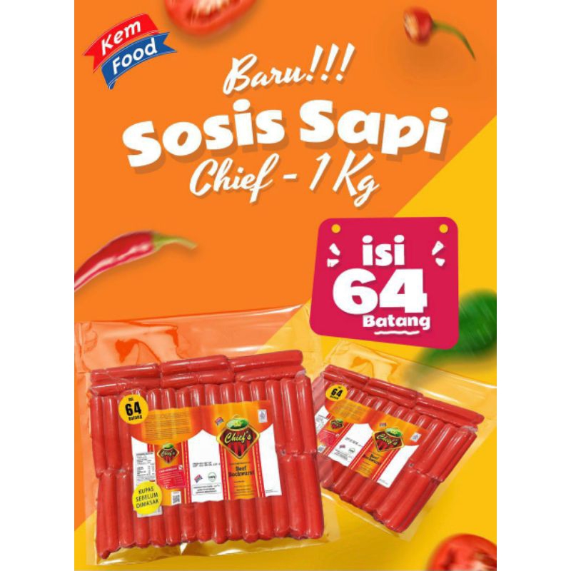 

KemFood sosis sapi 1kg 64pcs| Frozen food