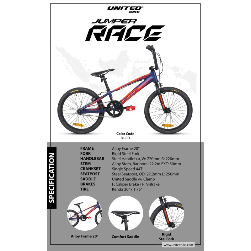 SEPEDA BMX UNITED JUMPER RACE ALLOY 20 INCH
