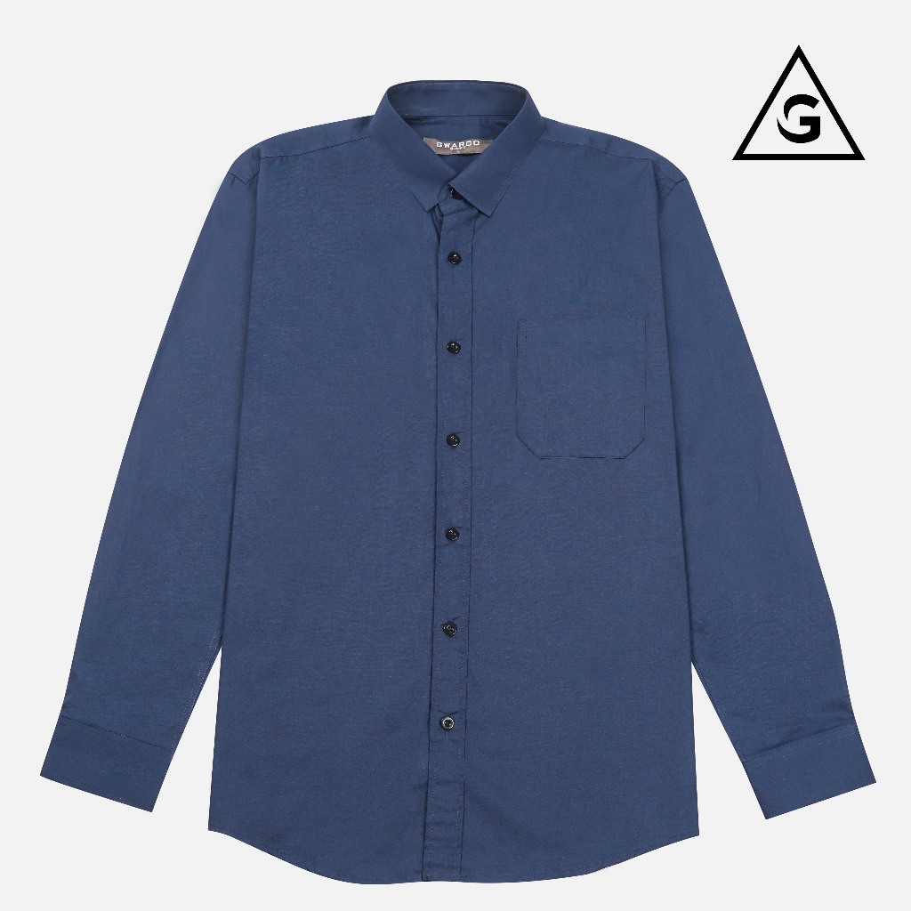 GWARDO Kemeja Pria NAVY Slimfit Lengan Pendek Dan Panjang PL05