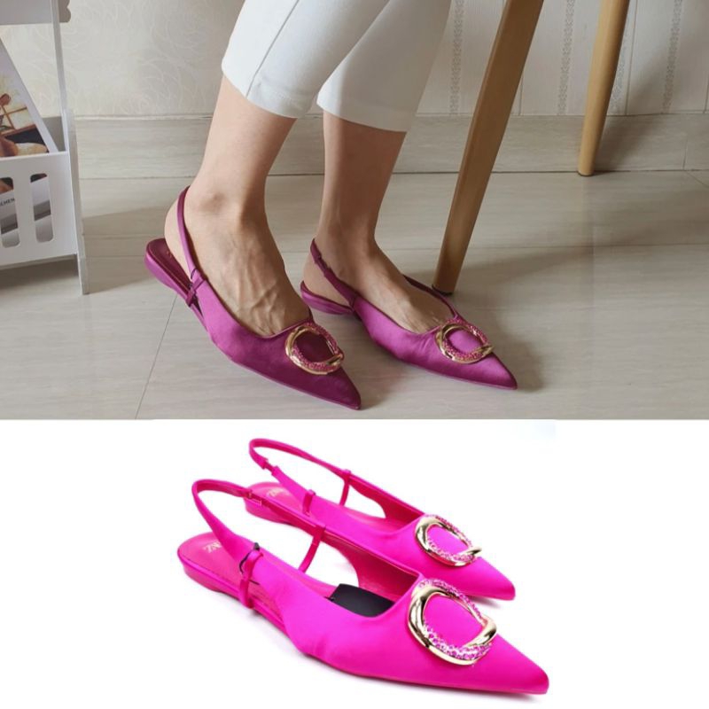 Sandal ZARA Slingback Satin Flat Shoes