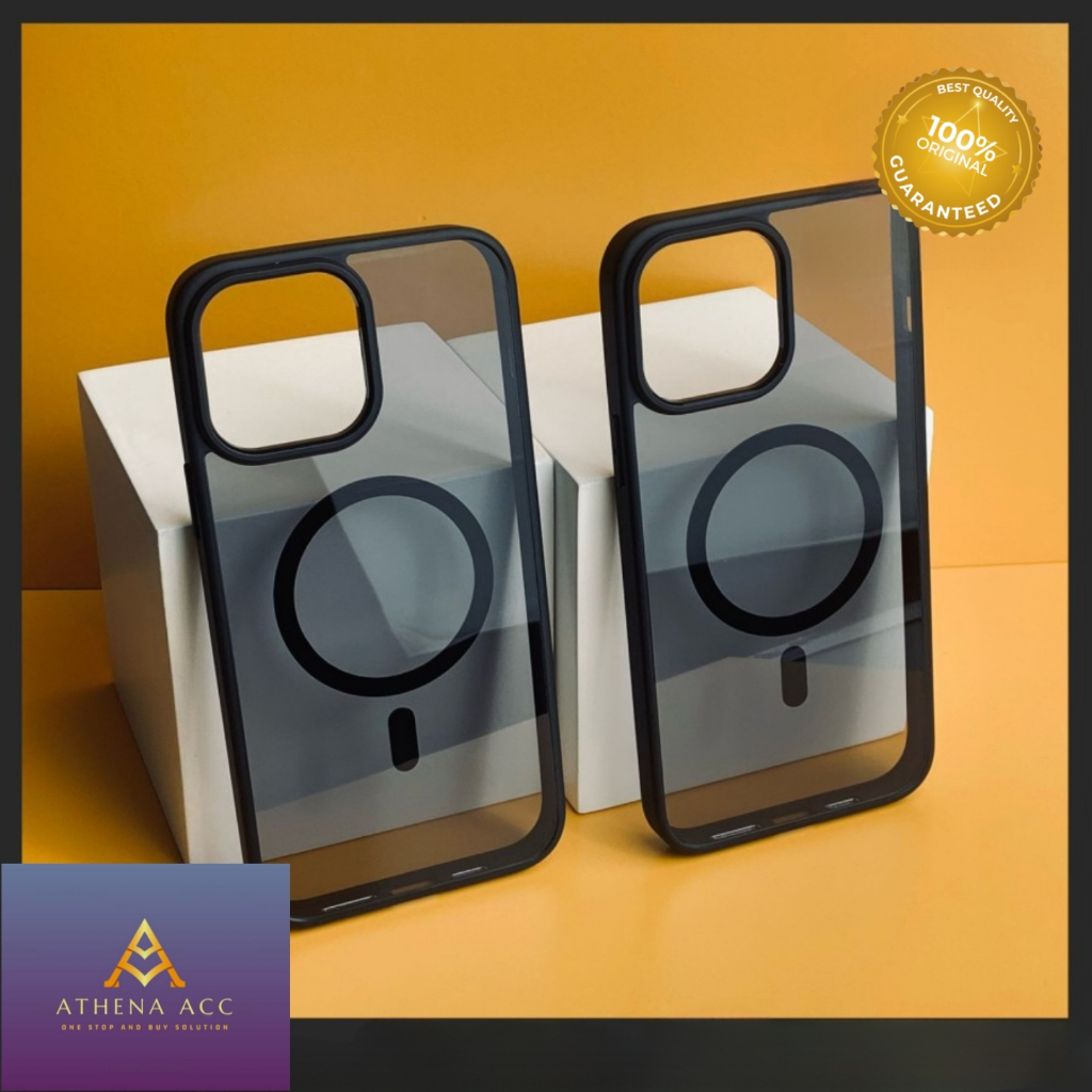 Case Iphone 11 12 13 Pro Max Spigen Smoke Clear Hard Magsafe Magnetic Original