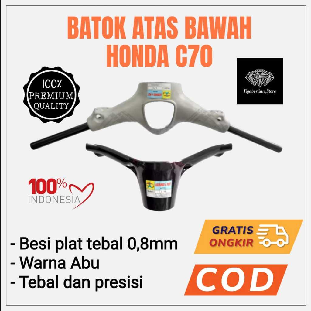 Stang Setang Motor Batok Honda C70 Atas Full Besi Tebal Murah / Stang Stir Batok Atas Bawah C70