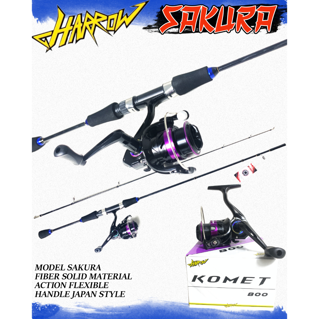 Sepaket Joran UL (Ultralight) Sakura & Reel Harrow Komet 800