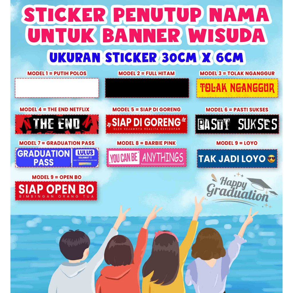 Sticker Penutup Nama Banner Wisuda Lucu dan Menarik untuk Banner Wisuda Aman Tidak Luntur dan TIdak 