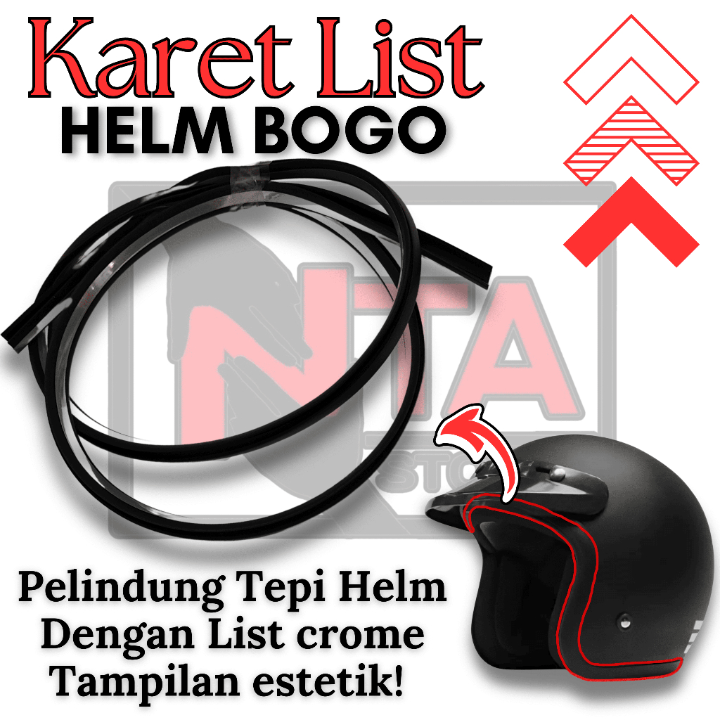 List Karet Helm Halfface, Hitam CROME KARET LIST HELM BOGO / karet helm/ lis /list helm