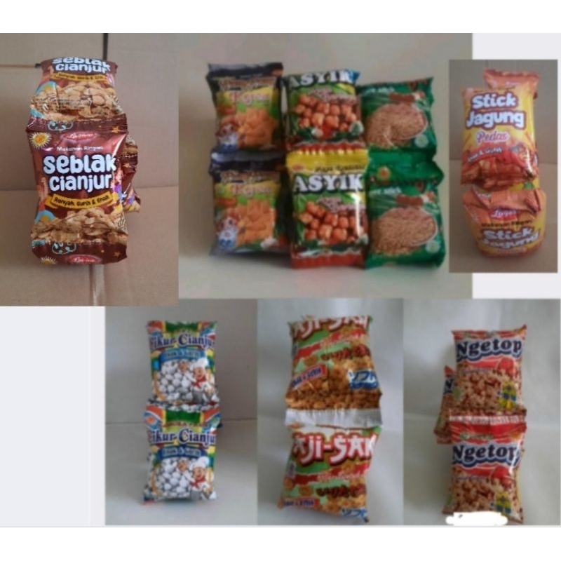 

snack 8 gr Pang Pang Korea/Astaga/Asyik/Ajisan/Cikur Cianjur/Ngetop/Cireng Cianjur/Seblak cianjur/Sukiyaki/Pang korea pedas/Stick jagung pedas 8 gr ukuran kecil