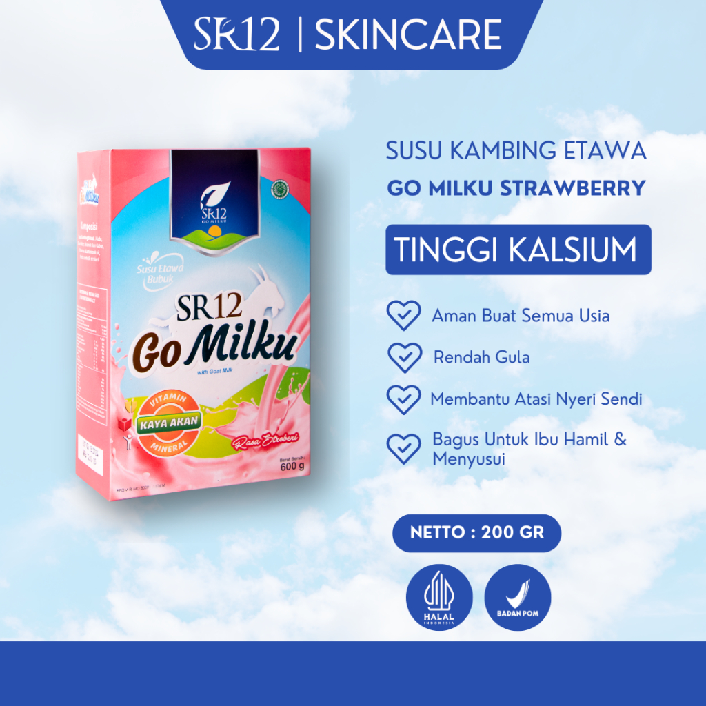 

SR12 Susu GoMilku 200gr Stroberi Go Milku Susu Kambing Etawa ASI Booster Tinggi Kalsium Rendah Gula