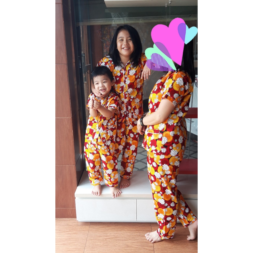 Big Promo Cuci Gudang Baju Tidur Couple Piyama Asli Bagan Motif # Mix/Batik/Navy/Merah#