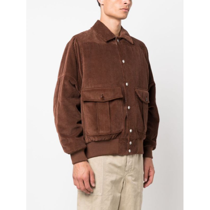 Jaket Coduroy vintage Saku besar Resleting metal besi