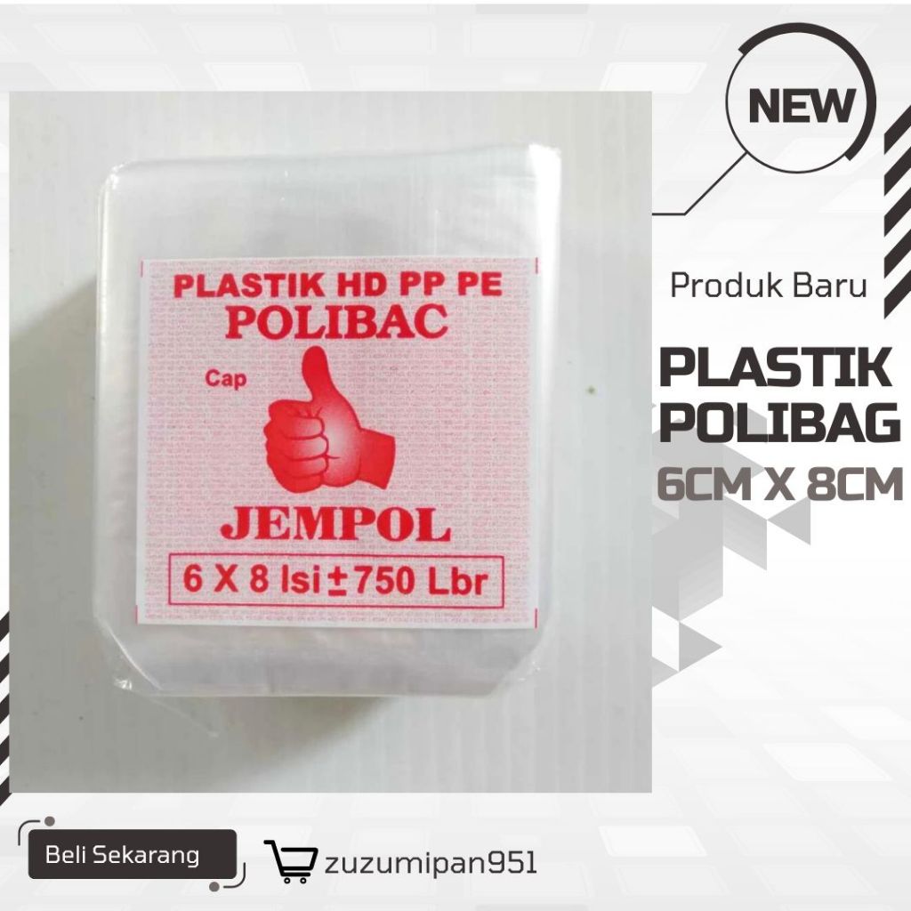 Plastik Polibag Semai Benih Cap Jempol|6cm x 8cm|Isi 750 Lembar