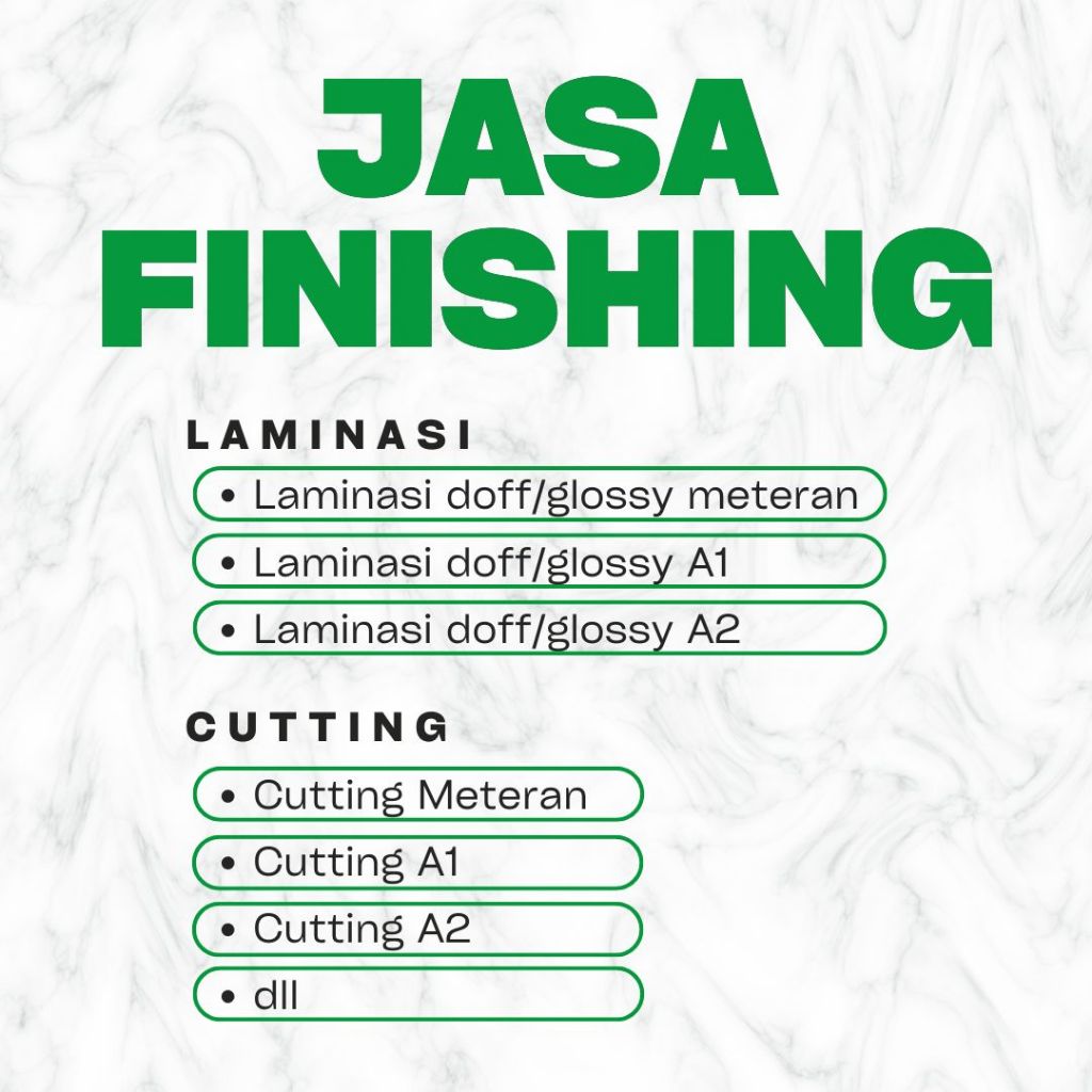 

JASA FINISHING - JASA CUTTING STIKER - LAMINASI METERAN A1 A2