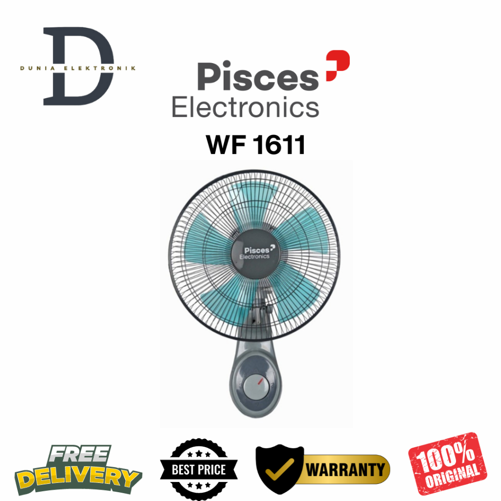 Pisces WF-1611PRO Kipas Angin Dinding 16 Inch 5 Baling-Baling 3 Kecepatan - Wall Fan