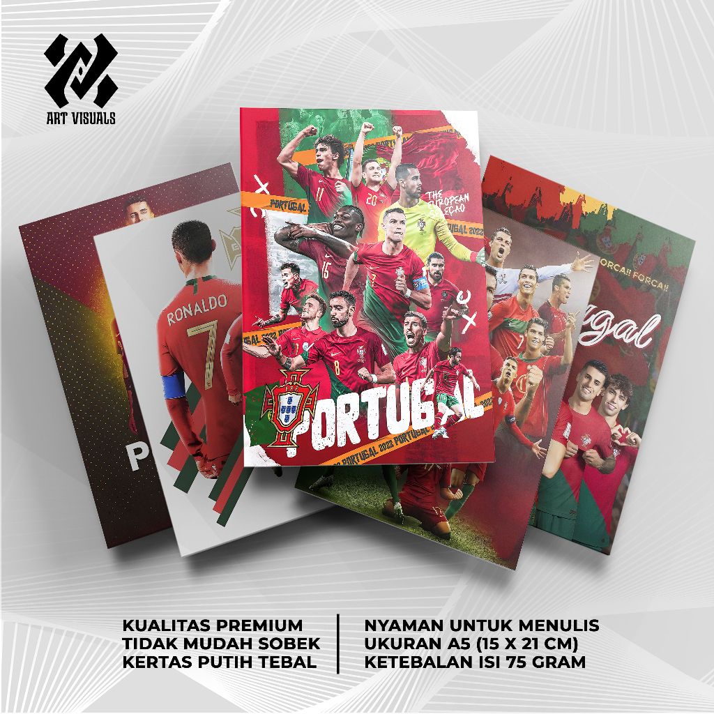 

Buku Tulis Custom Tema Sepakbola Timnas Portugal Terlengkap Termurah Model Bebas Pilih Foto / Buku Tulis Sekolah / Buku Catatan