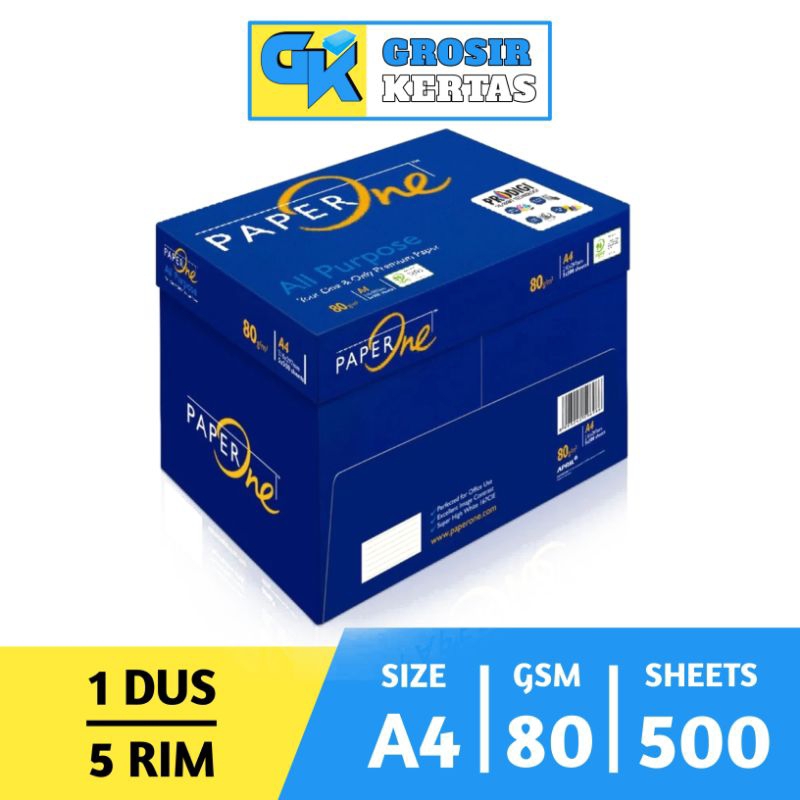 

( 1 DUS ) Kertas A4 80 Gram PaperOne Dan SiDU