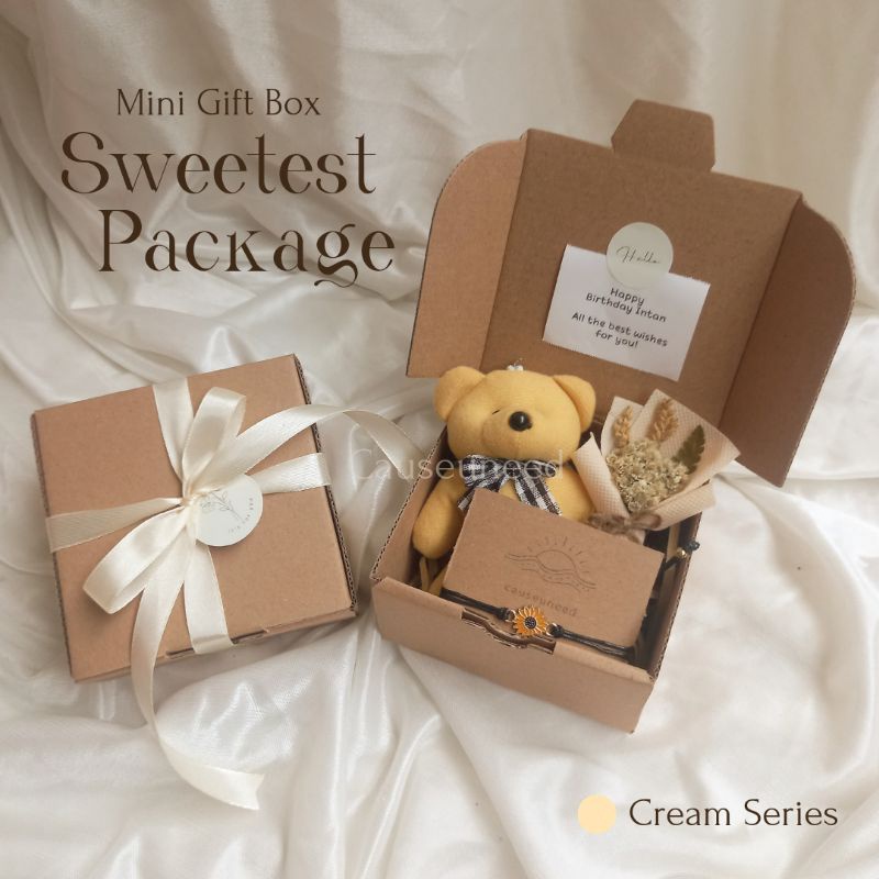 

READY mini gift box hampers tote bag sweetest package cream series gift tote bag hadiah kado ulang tahun wisuda anniversary hampers gift set
