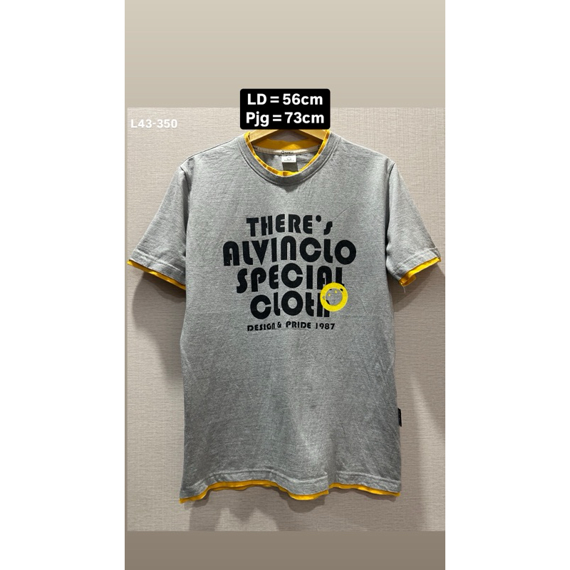[L43-350] PRELOVED BRAND ALVINCLO KAOS TSHIRT KATUN SABLON PRIA WANITA BIG LOGO LIKE NEW