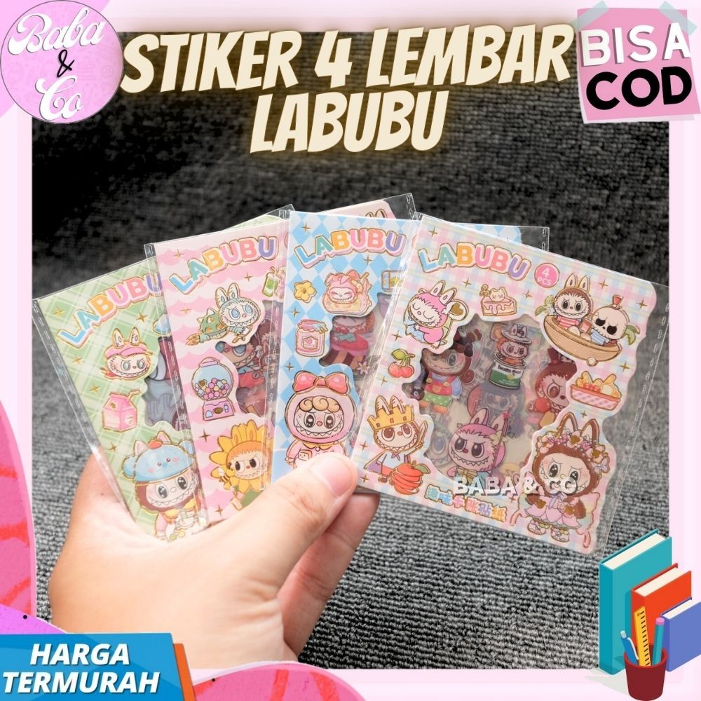 

STIKER LABUBU 4 LEMBAR STICKER 1 PACK 4 Lembar LABUBU LUCU UNIK MURAH STIKER LABUBU LISA