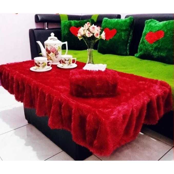 Taplak Meja Bulu Rumbai Rasfur / Taplak Meja Bulu Rumbai