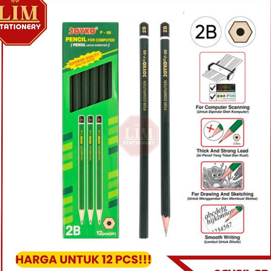 

ORIGINAL Pensil 2B Computer P88 1pak12pcs